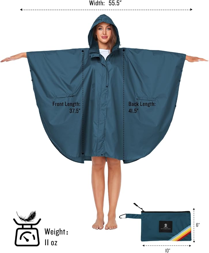 SaphiRose Unisex Rain Poncho Hooded Waterproof Raincoat - Image 6
