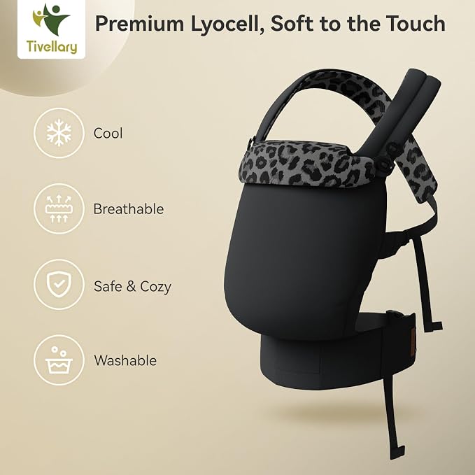 Reversible Baby Carrier – Black Solid & Leopard Print; Lightweight & Breathable - Image 4