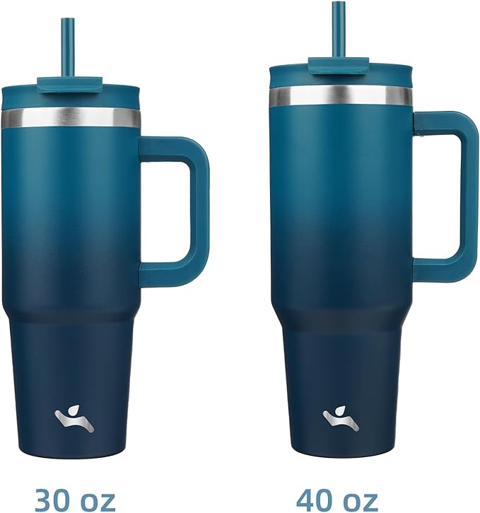 40 oz Tumbler with Handle and 2 Straws, 2 in 1 Lid Insulated Water Bottle - Image 3