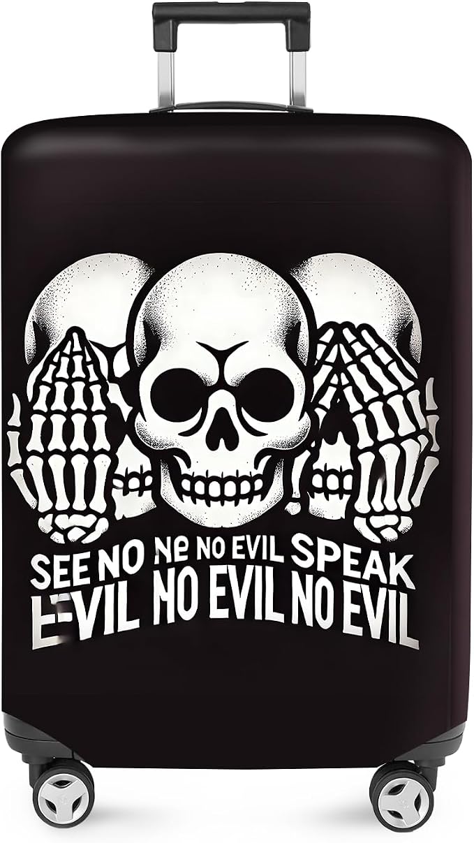 ANNA QUEEN Gothic Skull Luggage Cover, “See No Evil, Hear No Evil, Speak No by ANNAQUEEN
