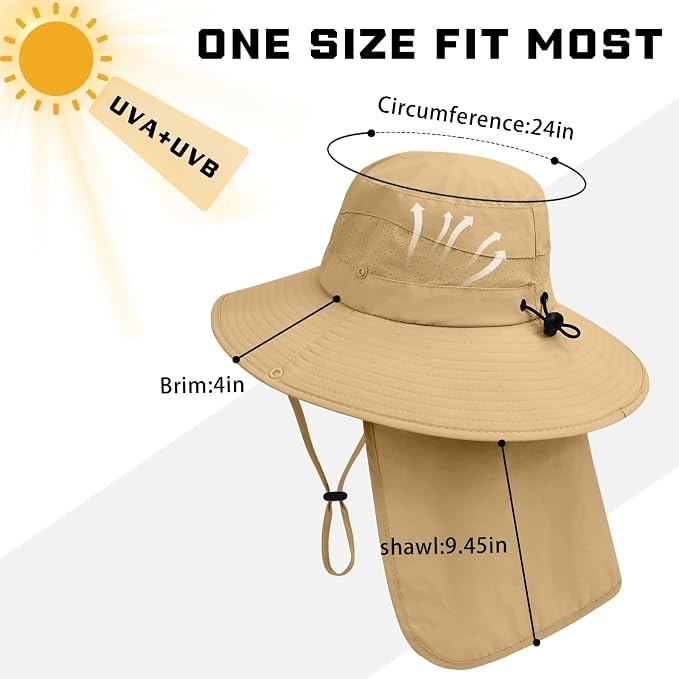Sun Hats for Men Women, UPF50+ Protection Safari Hat, Wide Brim Fishing Hat - Image 5