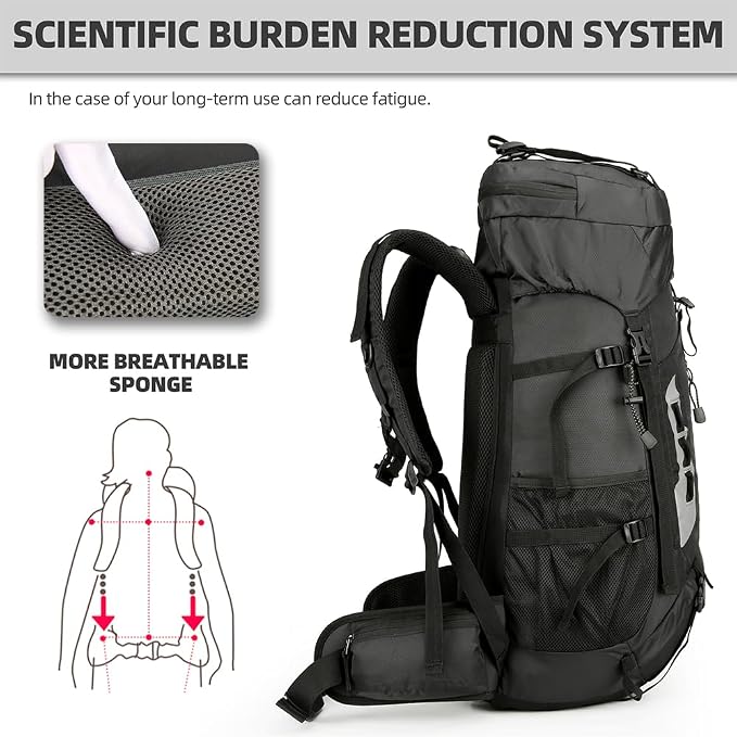 King'sGuard 60L Hiking Backpack Lightweight Camping Backpack - Image 2