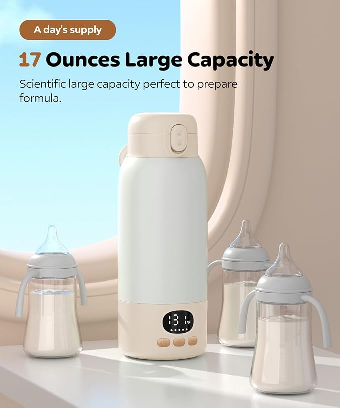 Portable Bottle Warmer for Travel, 17 Ounces Milk Warmer for Baby Breastmilk - Image 3