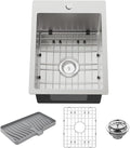 Small Kitchen Sink, 15x20 Inch Bar Sink Stainless Steel Drop In Small Kitchen by FAUENPEEY