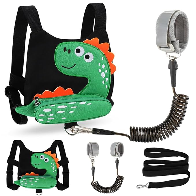 Accmor Toddler Harness Leash + Anti Lost Wrist Link, Cute Dinosaur Kids Leash by Accmor
