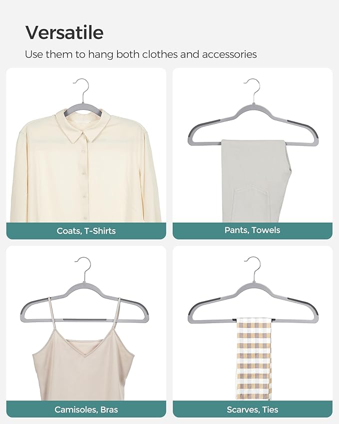 SONGMICS Clothes Hangers, Space-Saving, Light Gray and Dark Gray UCRF50G - Image 4