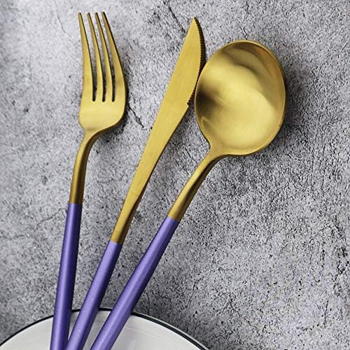 Gugrida 5-Piece Matte Gold Silverware Set, 18/10 Stainless Steel Satin Finish - Image 2