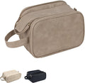 Travel Toiletry Bag for Women PU Leather Triple-layer Double Zipper Toiletry by Unknown