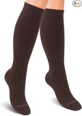 Cotton Compression Socks for Women & Men. 15-20 mmHg Support Knee-High Brown X/L by SocksLaneCompression