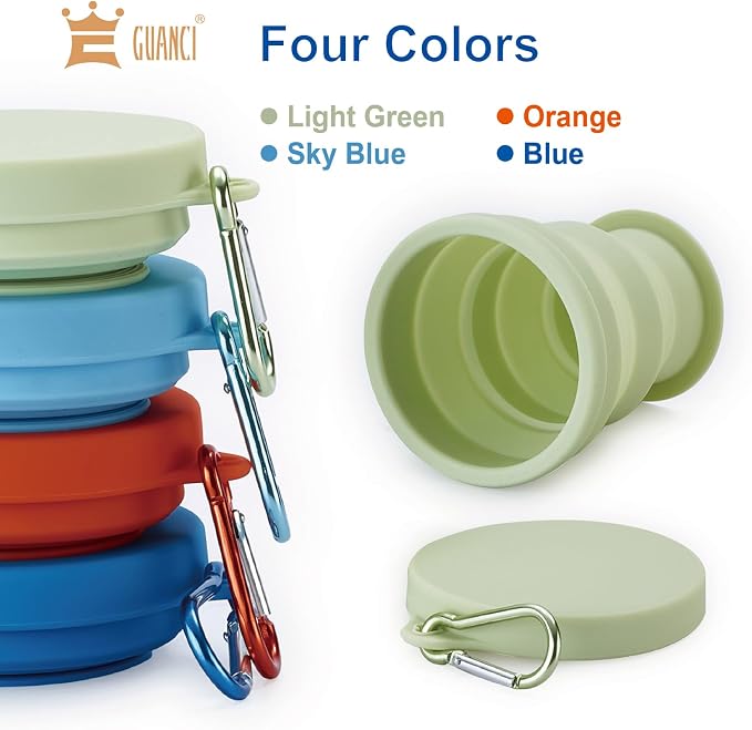 GUANCI Silicone Collapsible Travel Cup Set Silicone Folding Camping Cup - Image 5