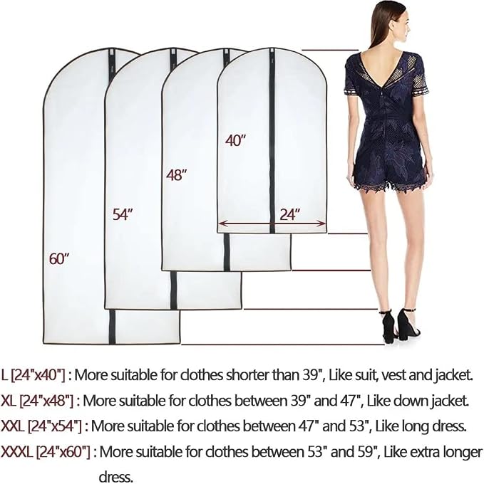 Dress Bags for Hanging Clothes12 PCS Transparent Waterproof Dustproof Bags for - Image 2
