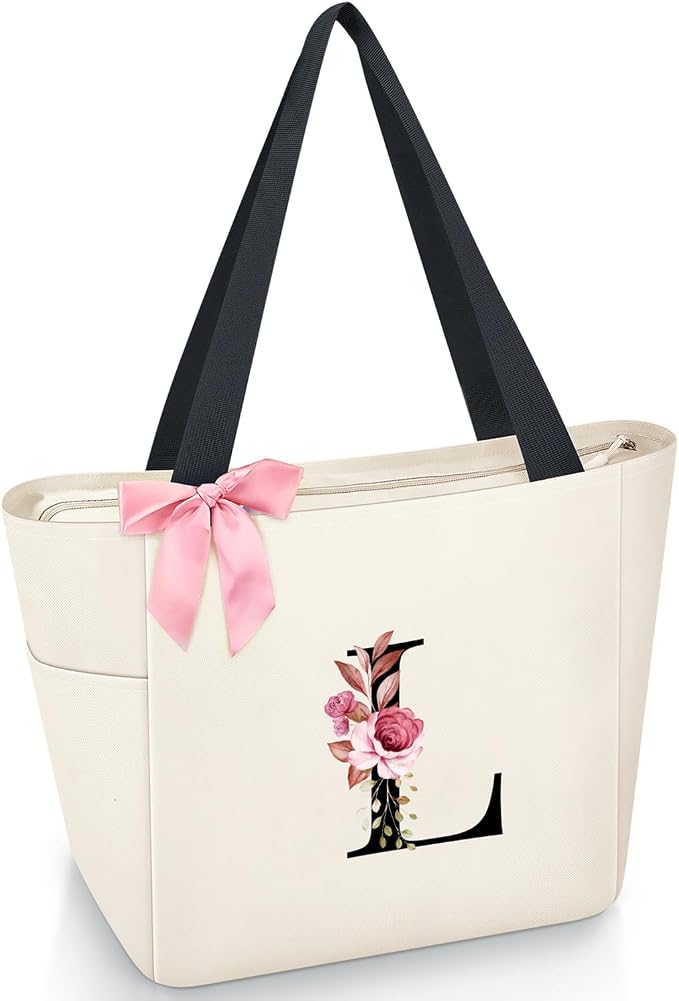 Vavabox Tote Bag, A-Z Initial Monogrammed Waterproof Tote Bag, Bridesmaid Gifts by Vavabox