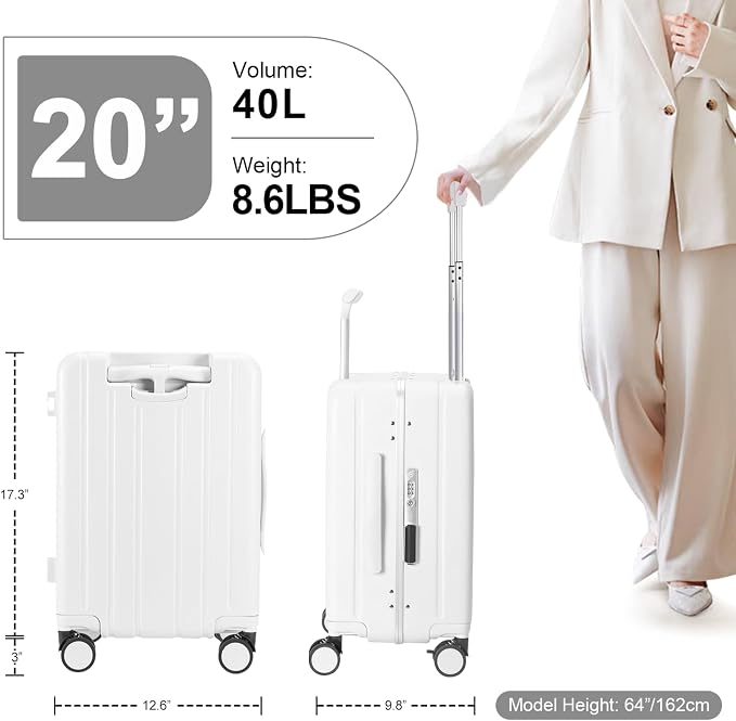 MRPLUM Carry On Luggage Double Handle Suitcase - Image 2