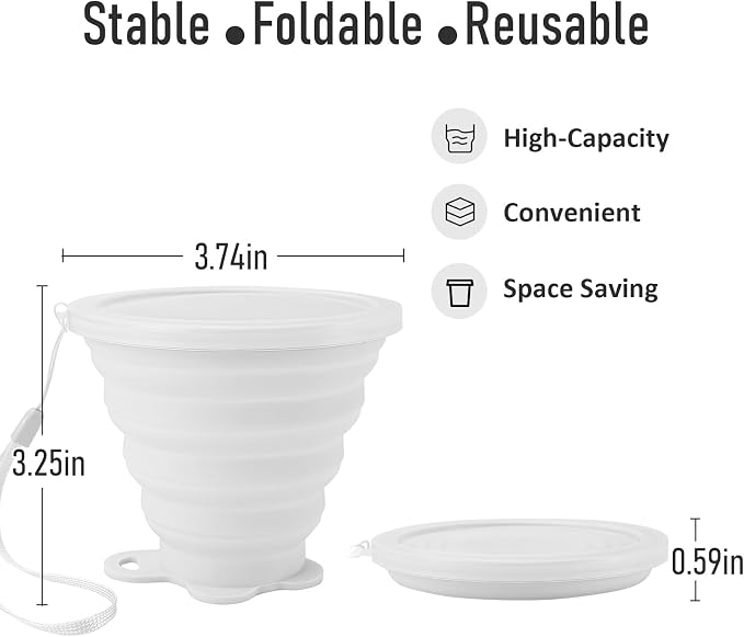 JBER Silicone Collapsible Travel Cup, 4 Pack Silicone Folding Camping Cup - Image 4