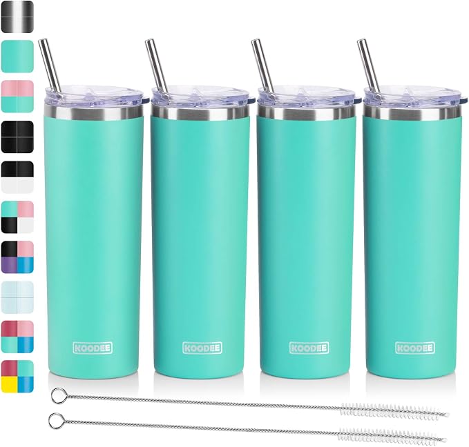 koodee 20 oz Stainless Steel Skinny Tumblers Double Wall Insulated Water by koodee