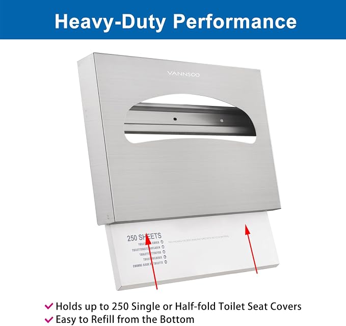 Toilet Seat Cover Dispenser Wall Mount, Commercial Stainless Steel Toilet Seat - Image 4
