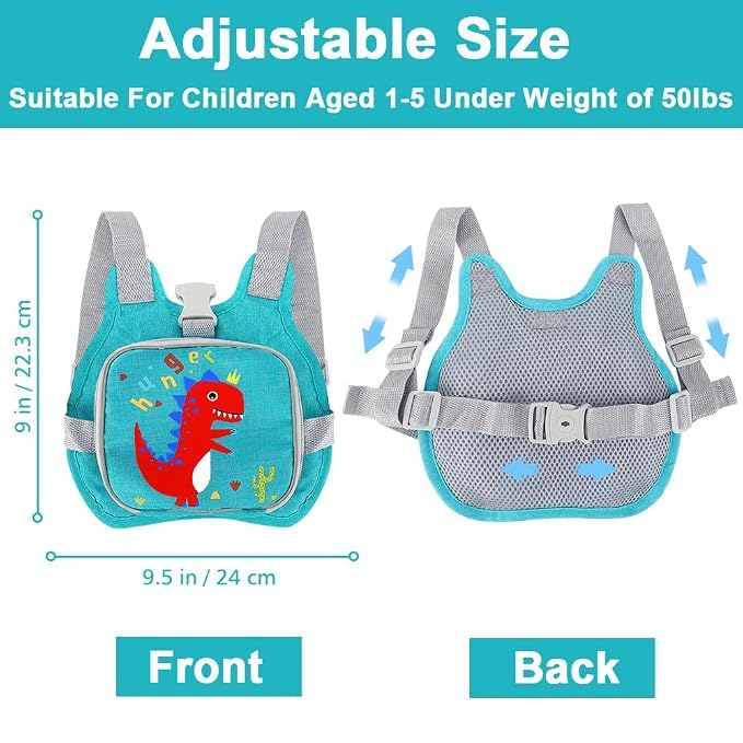 Toddler Harness Leash + Anti Lost Wrist Link, Accmor Dinosaur Baby Harnesses - Image 2