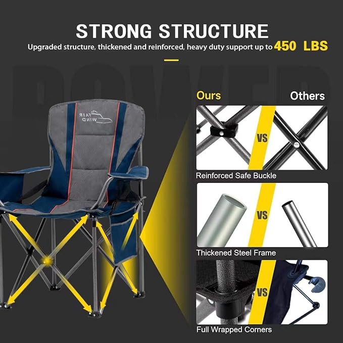 FAIR WIND 2 Pack Oversized Fully Padded Camping Chair - Image 3