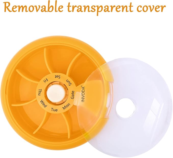INVODA Weekly Pill Organizer 7 Compartment Rotating Pill Box - Image 2