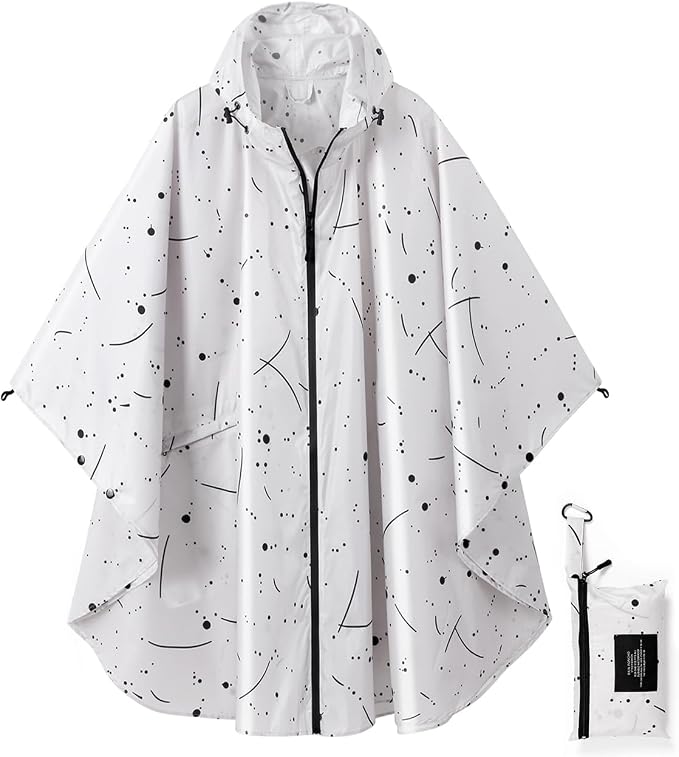 Rain Poncho Jacket Coat Hooded Zipper Style by salamra