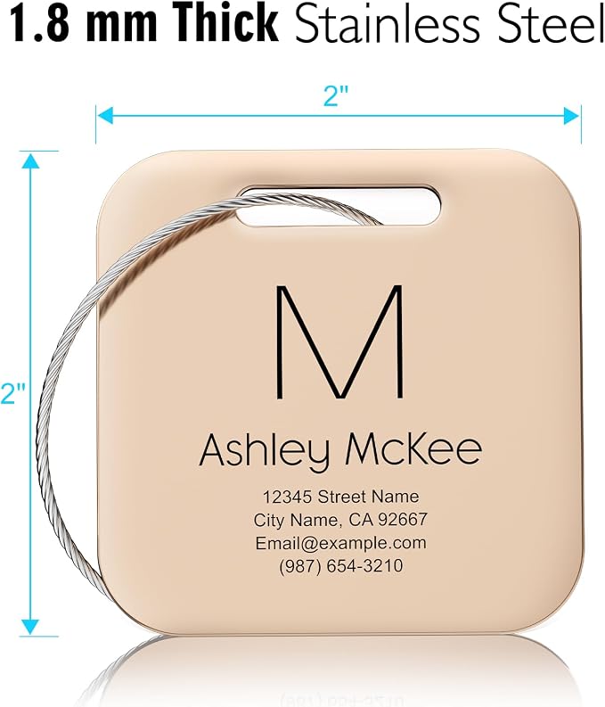 Personalized Engraved Gold Metal Luggage Tags - Image 4