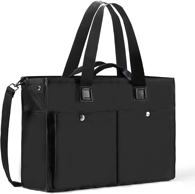Closeable Tote Bag with 12 Pockets, Thick Bottom Support & Adjustable Strap by Bagenerous