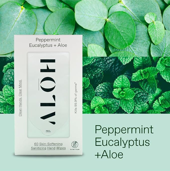 ALŌH Peppermint Eucalyptus + Aloe Sanitizing Hand Wipes - Image 3