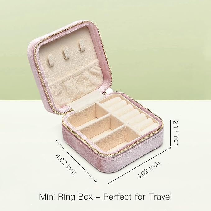 TAIMY Plush Velvet Travel Jewelry Box, Small Travel Jewelry Case, Portable Mini - Image 3