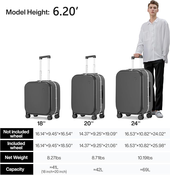 mixi Carry On Luggage, 18” Suitcase - Image 6