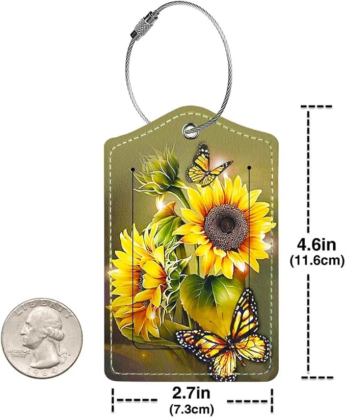 2 Pack Luggage Tag for Suitcase, Cute Unique Leather Bag Tags Identifiers - Image 2