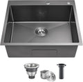 POPFLY 25x22 Inch Drop In Kitchen Sink, 25 Inch Top Mount 9 Inch Deep Single by POPFLY