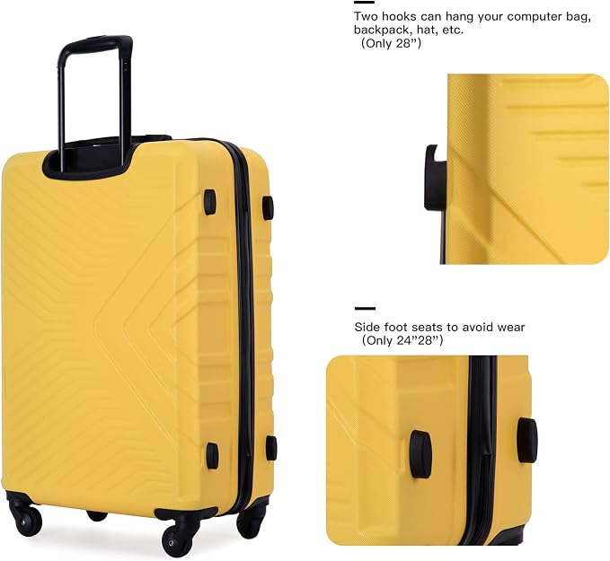 Campfun 3 Piece Luggage Sets, Hardshell ABS Luggage - Image 3