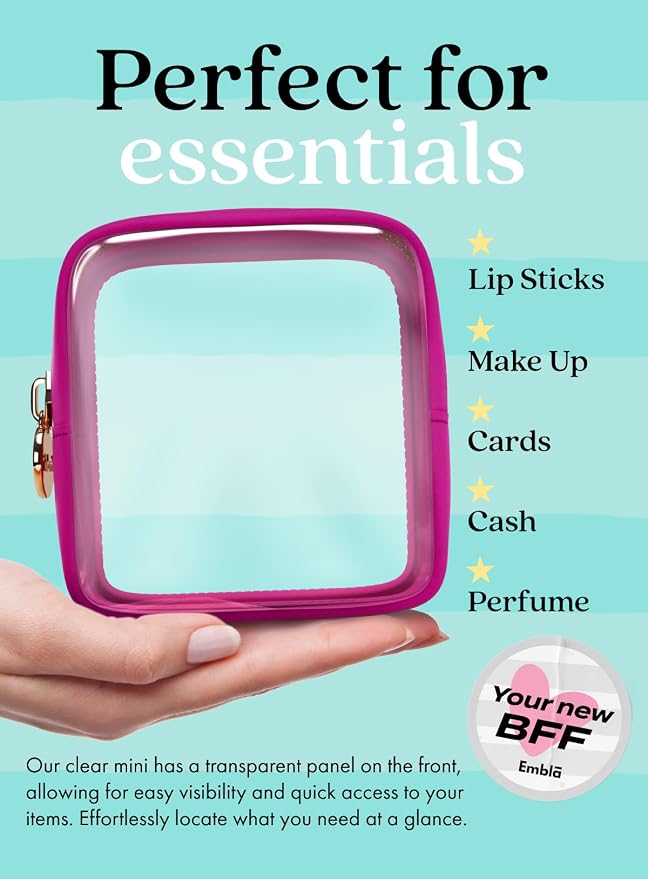 Clear Makeup Bag Zipper Pouch, Transparent Cosmetic Case Organizer, TSA - Image 3