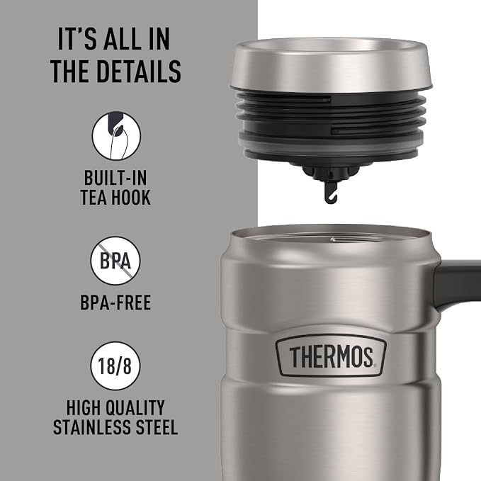 THERMOS Stainless King Vacuum-Insulated Travel Mug, 16 Ounce, Matte Stainless - Image 4
