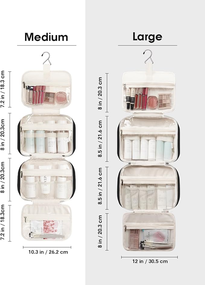 Travel Toiletry Bag for Women Large Hanging Makeup Bag Organizer Toiletries Bag - Image 3