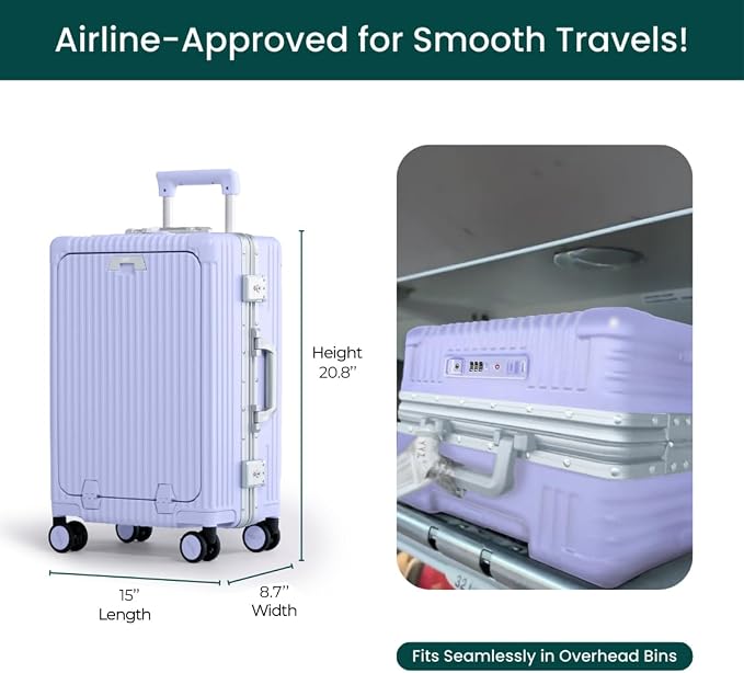 Nobl Travel Carry On Luggage, Noble Zipperless Aluminum Frame PC Hard Shell - Image 4