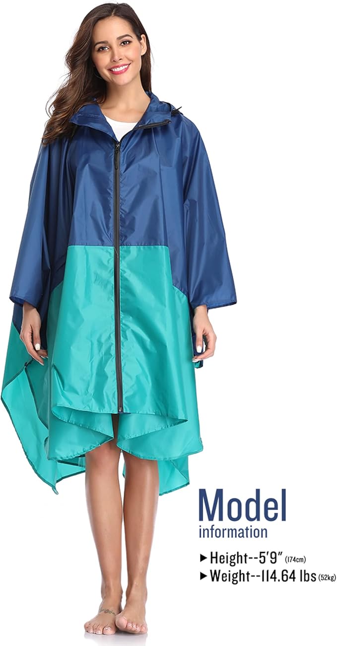 SaphiRose Unisex Rain Poncho Raincoat Hooded - Image 3
