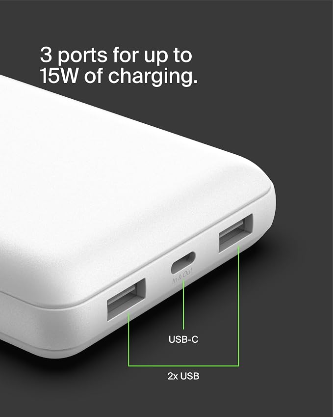 Belkin Portable Charger, USB C Power Bank 20000 mAh w/ 1xUSB-C Port & 2xUSB-A - Image 9