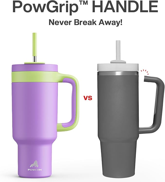 POWCAN 40 oz Tumbler with Handle, 2-in-1 Straw and Sip Lid, Dishwasher Safe - Image 3