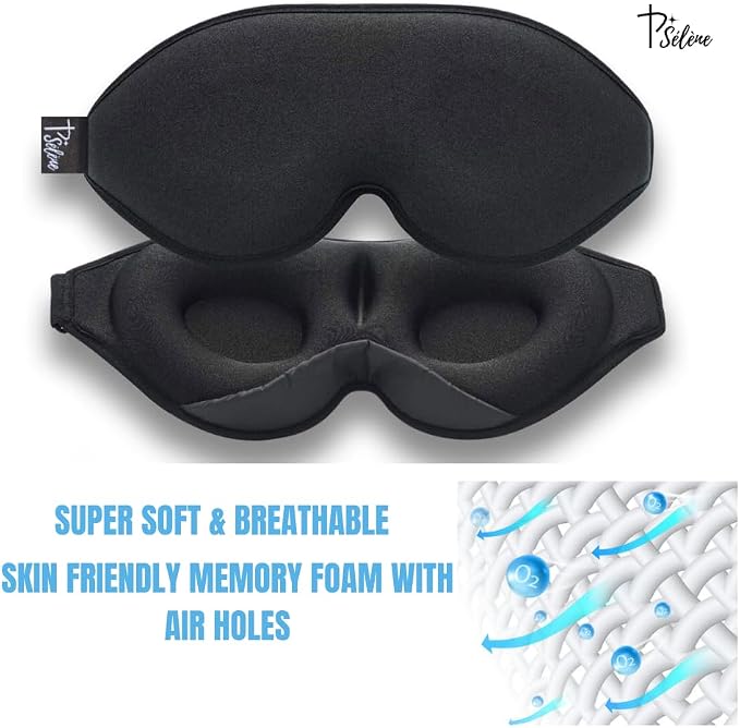 Sleep Mask with Earplugs & Zipper Bag 3D Memory Foam Eye Mask with Nose Support - Image 3