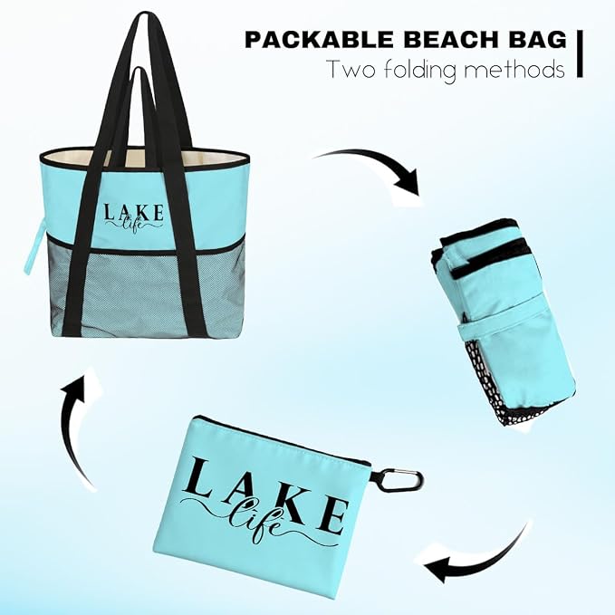 8-Pocket Waterproof Tote for Women -Sandproof Beach Bag - Image 6