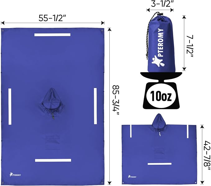 PTEROMY Hooded Rain Poncho for Adult - Image 7