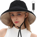 vidsel Womens Sun Hats Wide Brim Reversible Bucket Cotton Hat Packable Summer by vidsel