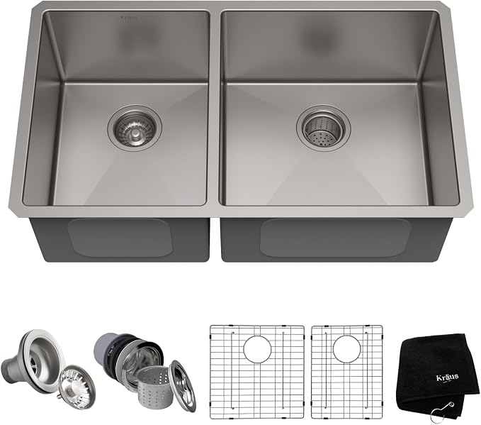 KRAUS Standart Pro 33 -inch Undermount 60/40 Double Bowl 16 Gauge Stainless by KRAUS