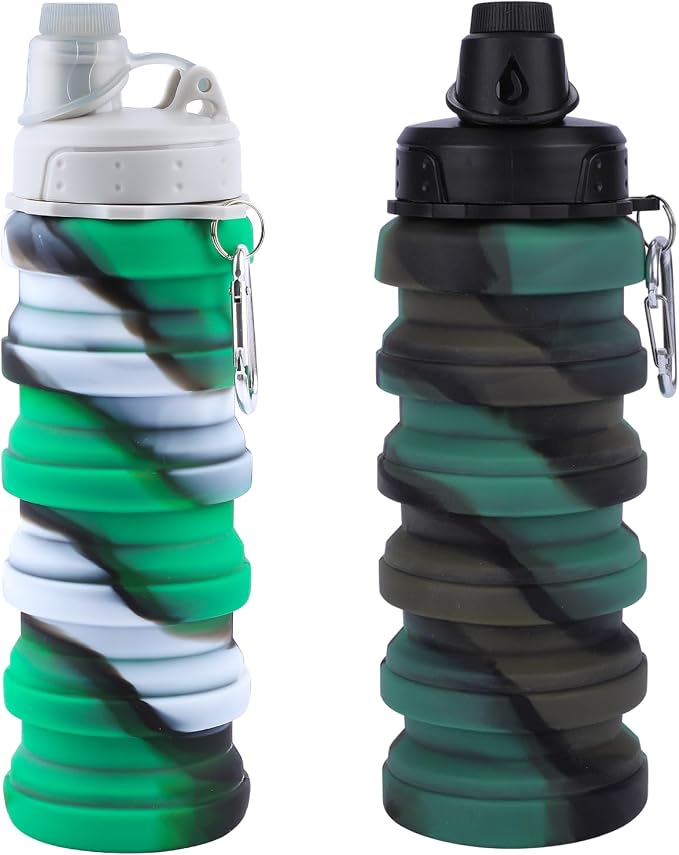 Collapsible Water Bottle for Adults, Reusable Silicone Foldable Water Bottles by MAKERSLAND