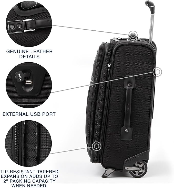 Travelpro Platinum Elite Softside Expandable Carry on Luggage, 2 Wheel Upright - Image 4