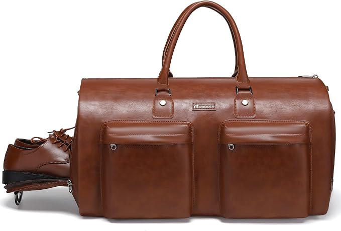 Leather Garment Bag for Travel, Modoker Carry On Suit Carrier Travel Bag by Modoker