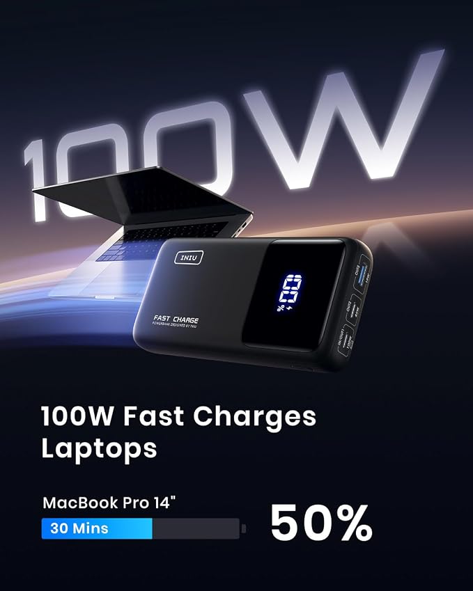 INIU Power Bank, 25000mAh 100W USB C Laptop Portable Charger, PD QC Fast - Image 7