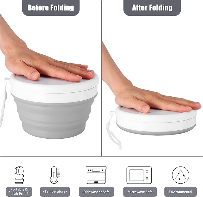 Odoland Camping Mess Kit Silicone Collapsible Bowl, Cup & Stainless Steel Spoon - Image 3