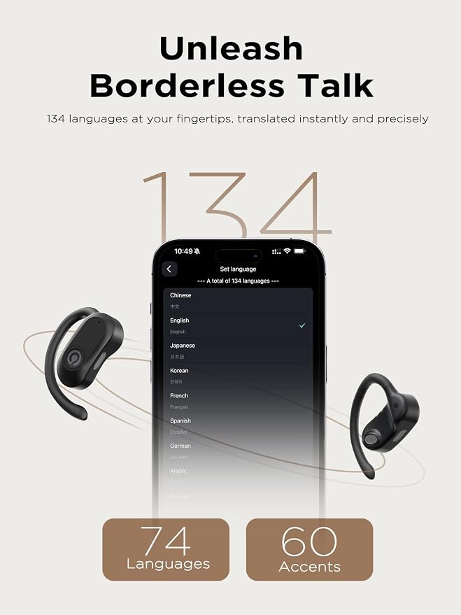 CXK AI Translation Earbuds Real Time 134 Languages 60H Playtime Translator Ear - Image 3